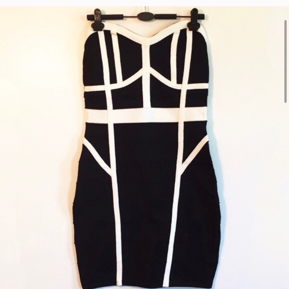 Black with white piping mini dress